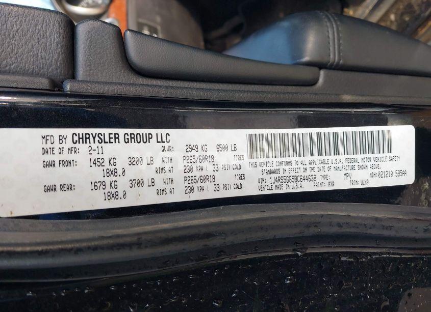 Photo 9 of 2011 Jeep Grand CHEROKEE LIMITED (VIN 1J4RS5GG5BC644638)