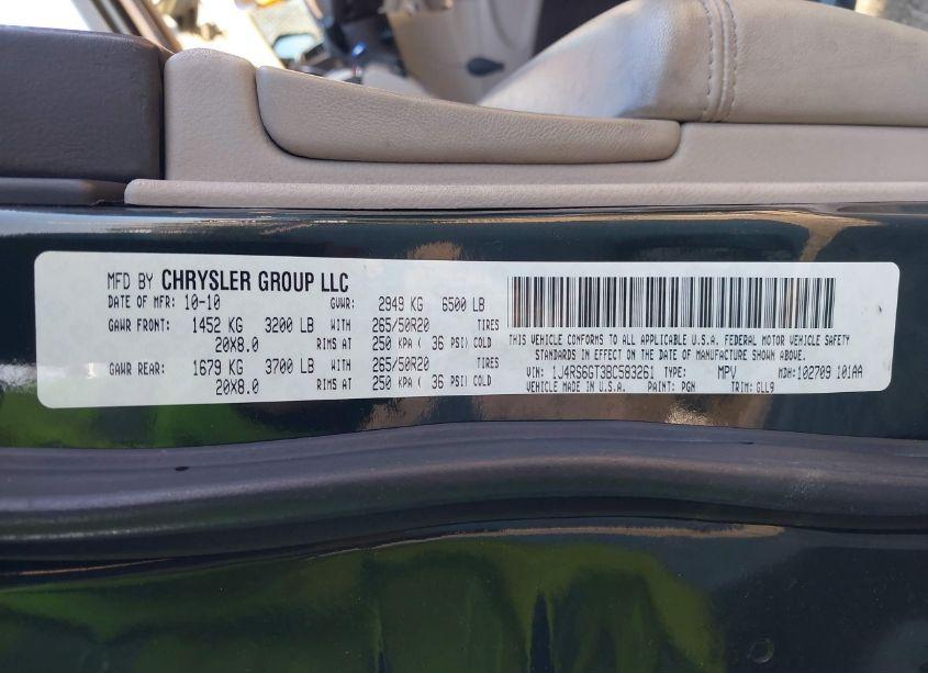 Photo 9 of 2011 Jeep Grand CHEROKEE OVERLAND (VIN 1J4RS6GT3BC583261)