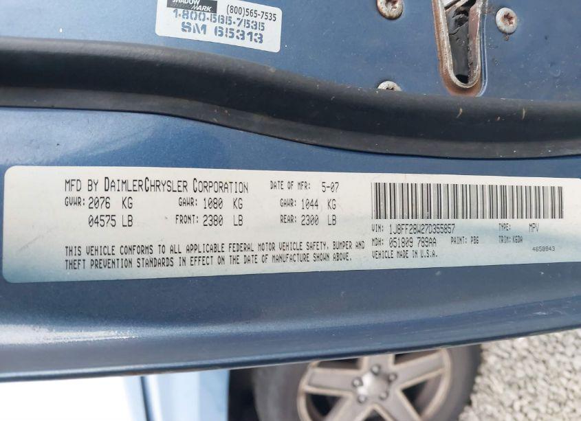 Photo 9 of 2007 Jeep Patriot SPORT (VIN 1J8FF28W27D355857)