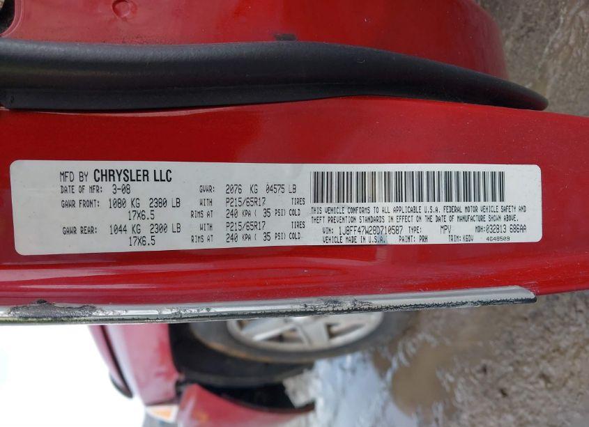 Photo 9 of 2008 Jeep Compass SPORT (VIN 1J8FF47W28D710587)