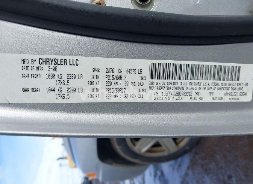 Photo 9 of 2008 Jeep Compass SPORT (VIN 1J8FF47W58D703312)