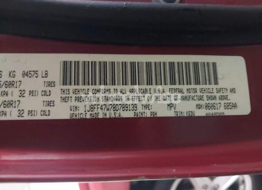 Photo 9 of 2008 Jeep Compass SPORT (VIN 1J8FF47W78D789139)