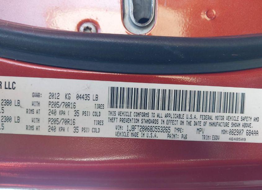 Photo 9 of 2008 Jeep Patriot SPORT (VIN 1J8FT28068D553265)