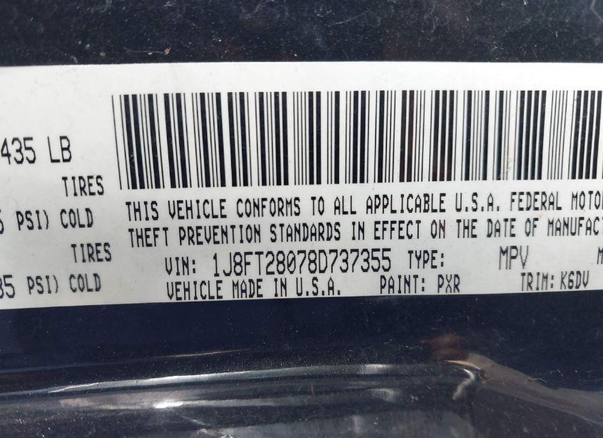 Photo 9 of 2008 Jeep Patriot SPORT (VIN 1J8FT28078D737355)