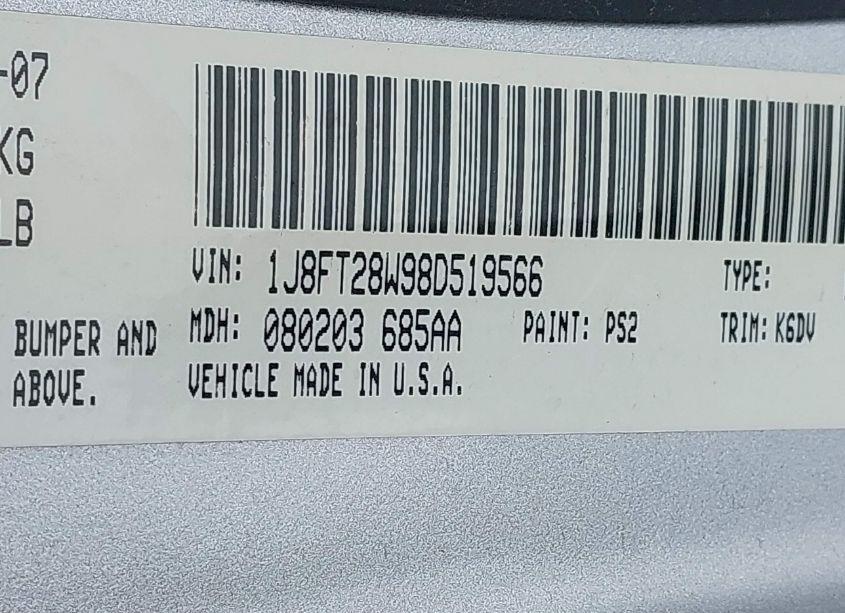 Photo 9 of 2008 Jeep Patriot SPORT (VIN 1J8FT28W98D519566)