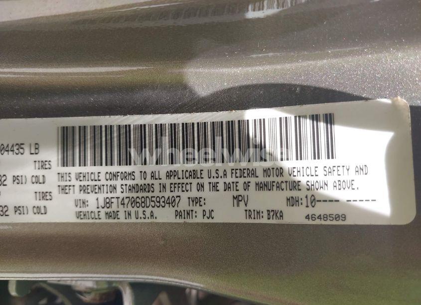 Photo 9 of 2008 Jeep Compass SPORT (VIN 1J8FT47068D593407)