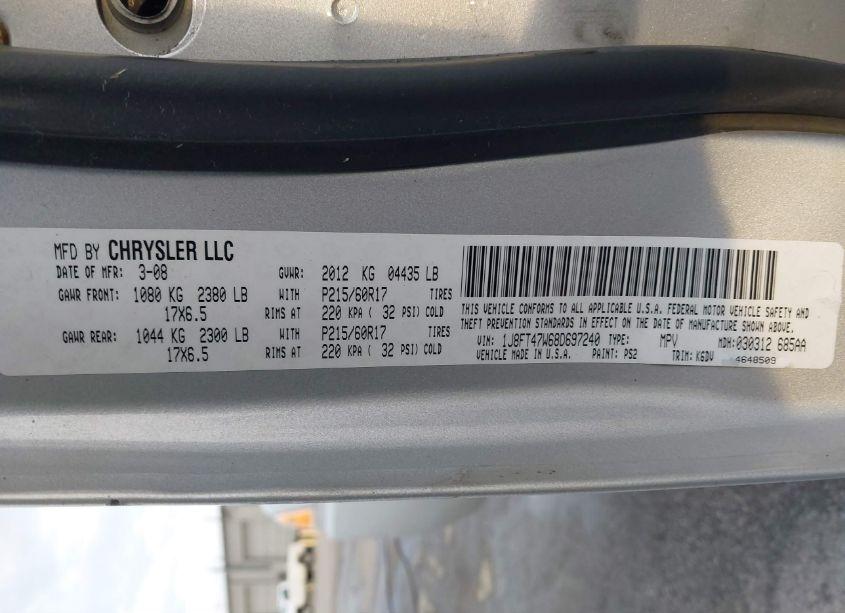 Photo 17 of 2008 Jeep Compass SPORT (VIN 1J8FT47W68D697240)