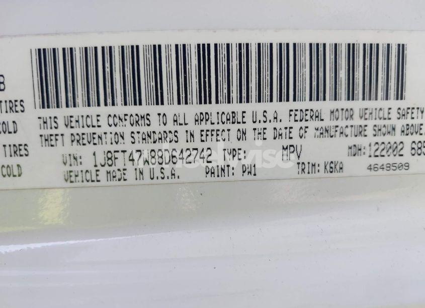 Photo 9 of 2008 Jeep Compass SPORT (VIN 1J8FT47W88D642742)
