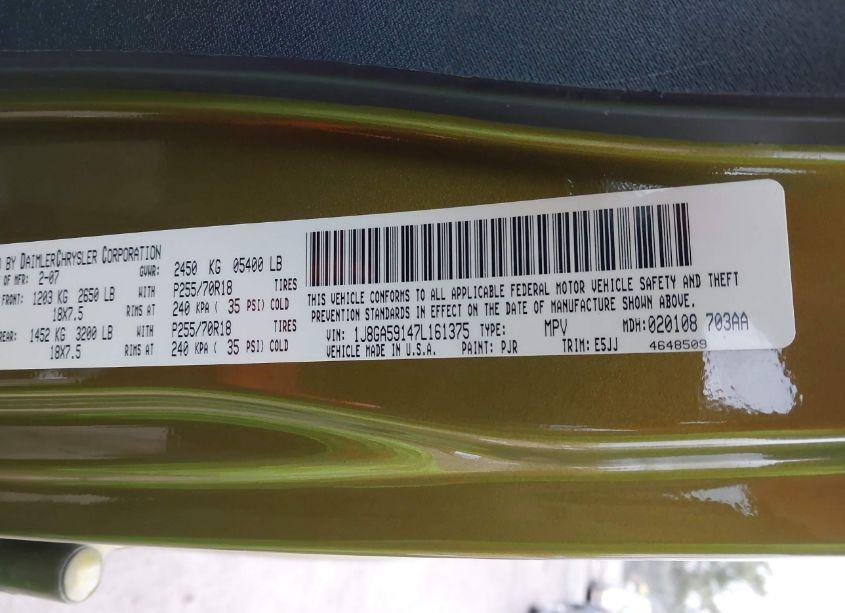 Photo 9 of 2007 Jeep Wrangler UNLIMITED SAHARA (VIN 1J8GA59147L161375)