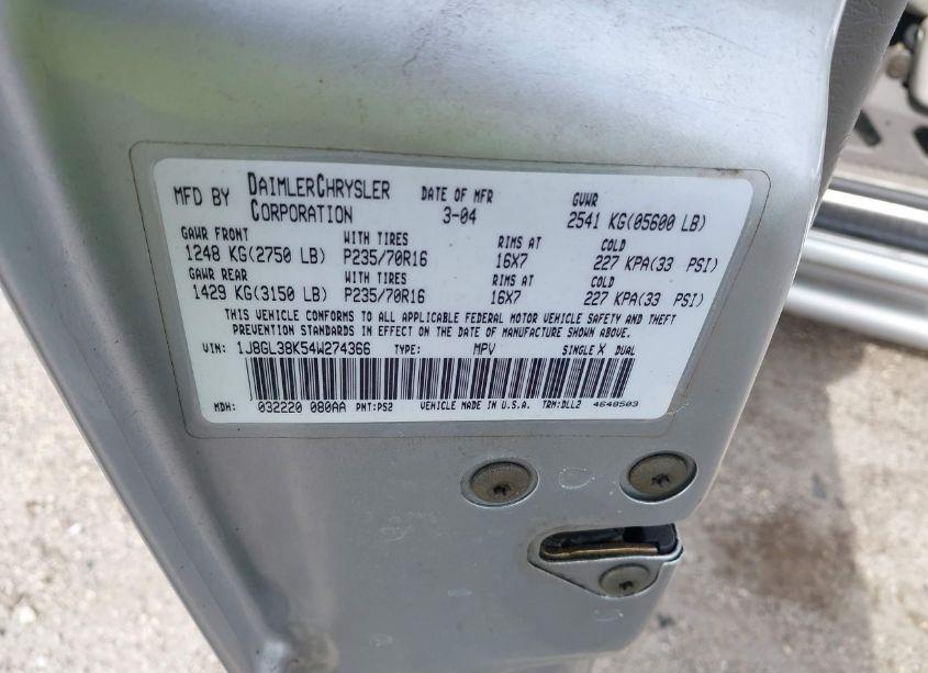 Photo 9 of 2004 Jeep Liberty RENEGADE (VIN 1J8GL38K54W274366)