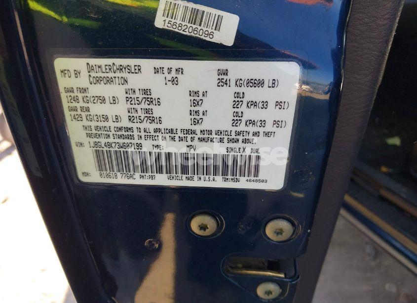 Photo 9 of 2003 Jeep Liberty SPORT (VIN 1J8GL48K73W607199)