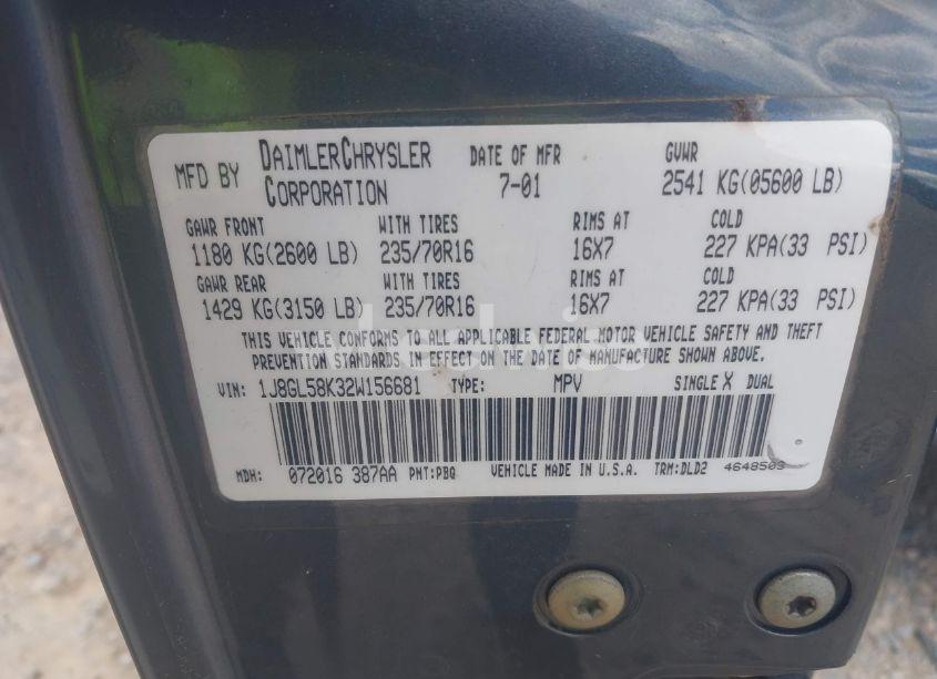 Photo 9 of 2002 Jeep Liberty LIMITED EDITION (VIN 1J8GL58K32W156681)