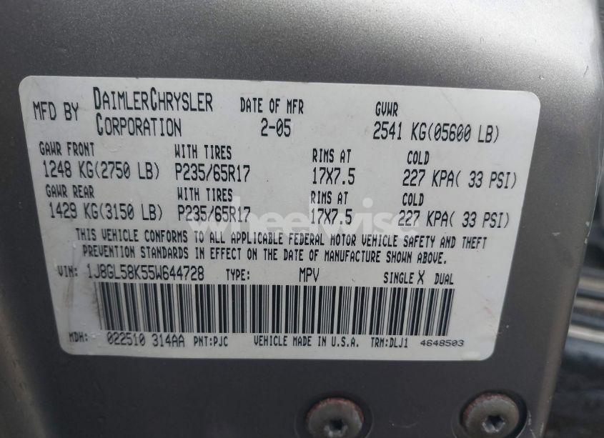 Photo 9 of 2005 Jeep Liberty LIMITED EDITION (VIN 1J8GL58K55W644728)