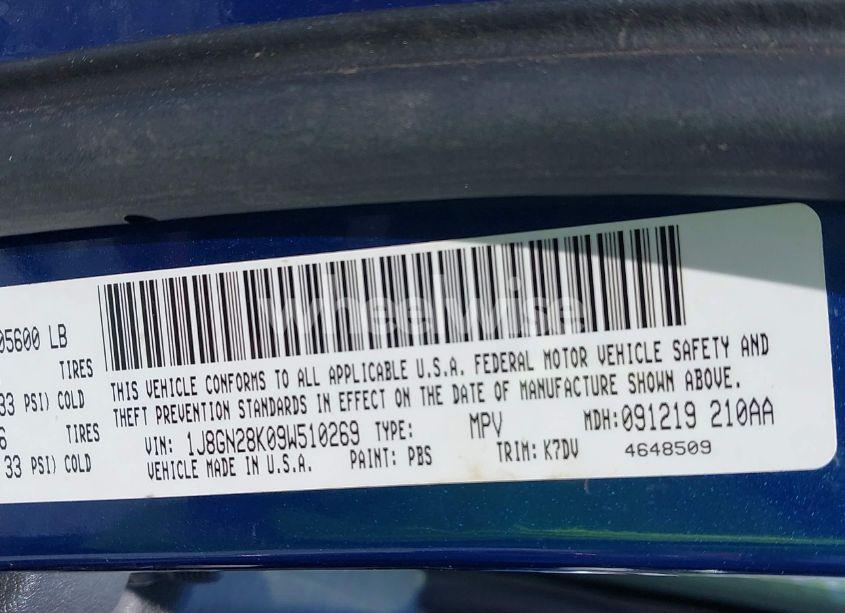 Photo 9 of 2009 Jeep Liberty SPORT (VIN 1J8GN28K09W510269)