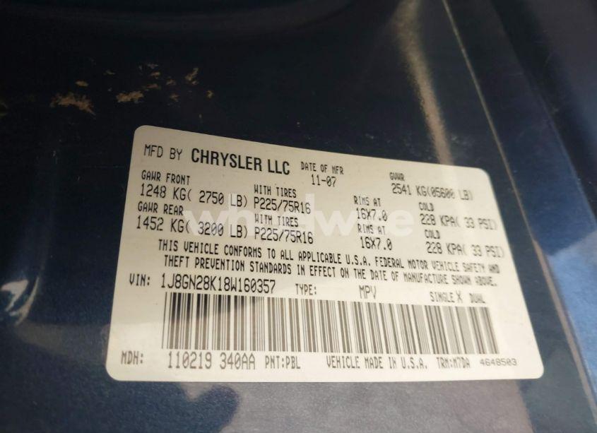 Photo 9 of 2008 Jeep Liberty SPORT (VIN 1J8GN28K18W160357)