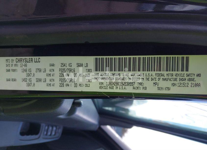 Photo 9 of 2009 Jeep Liberty SPORT (VIN 1J8GN28K19W530997)