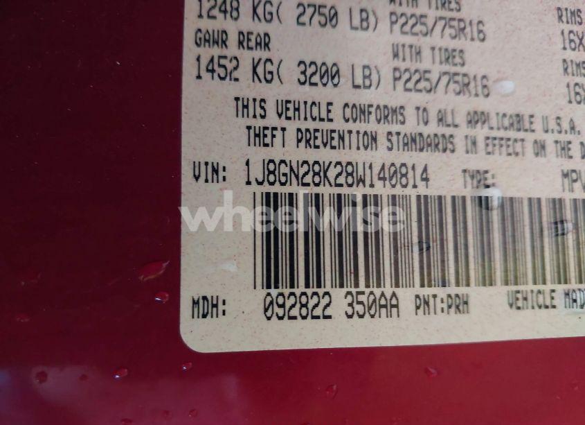 Photo 9 of 2008 Jeep Liberty SPORT (VIN 1J8GN28K28W140814)