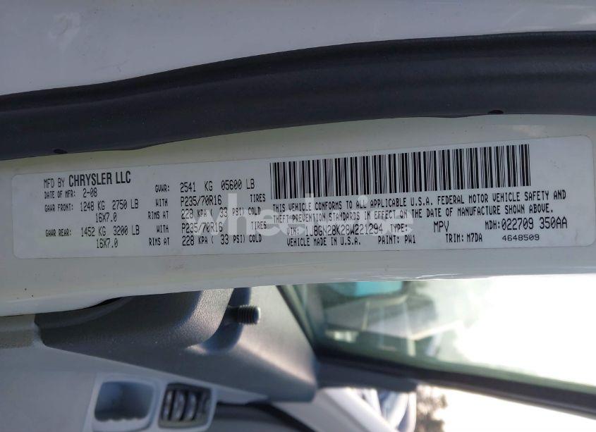 Photo 9 of 2008 Jeep Liberty SPORT (VIN 1J8GN28K28W221294)