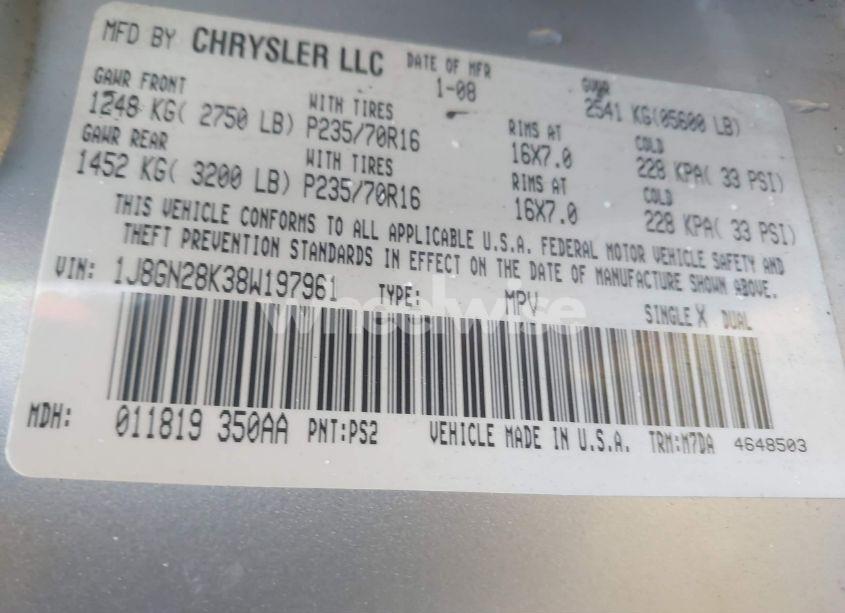 Photo 9 of 2008 Jeep Liberty SPORT (VIN 1J8GN28K38W197961)