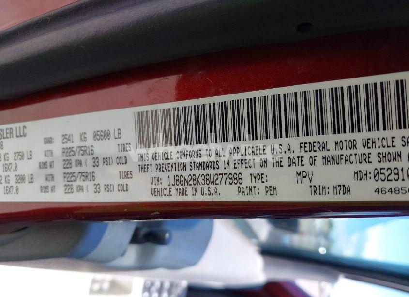 Photo 9 of 2008 Jeep Liberty SPORT (VIN 1J8GN28K38W277986)