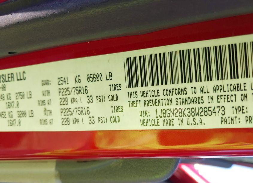 Photo 9 of 2008 Jeep Liberty SPORT (VIN 1J8GN28K38W285473)