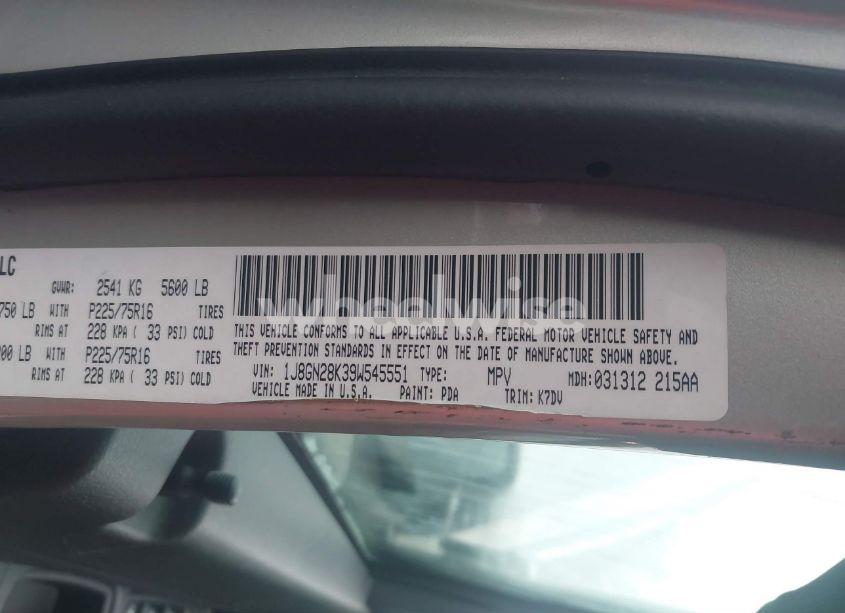 Photo 9 of 2009 Jeep Liberty SPORT (VIN 1J8GN28K39W545551)