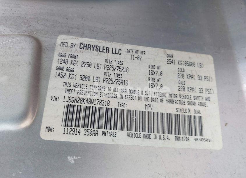 Photo 9 of 2008 Jeep Liberty SPORT (VIN 1J8GN28K48W178318)