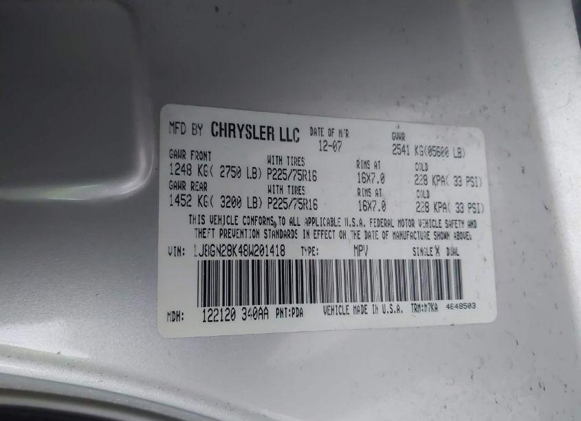 Photo 9 of 2008 Jeep Liberty SPORT (VIN 1J8GN28K48W201418)