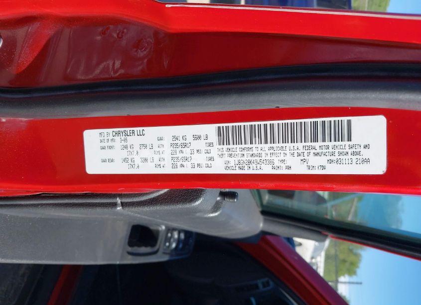 Photo 9 of 2009 Jeep Liberty SPORT (VIN 1J8GN28K49W543386)