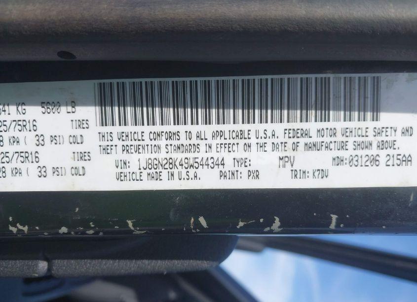 Photo 9 of 2009 Jeep Liberty SPORT (VIN 1J8GN28K49W544344)