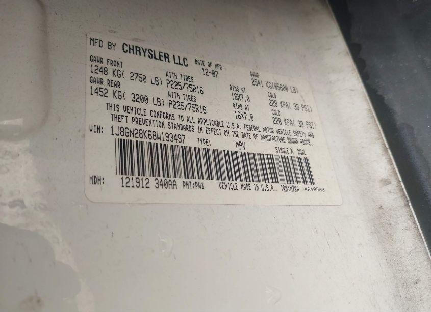 Photo 9 of 2008 Jeep Liberty SPORT (VIN 1J8GN28K68W193497)