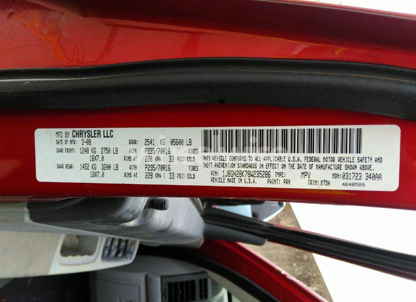 Photo 9 of 2008 Jeep Liberty SPORT (VIN 1J8GN28K78W235286)