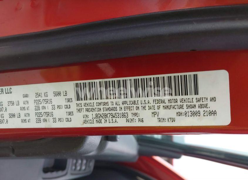 Photo 9 of 2009 Jeep Liberty SPORT (VIN 1J8GN28K79W531863)