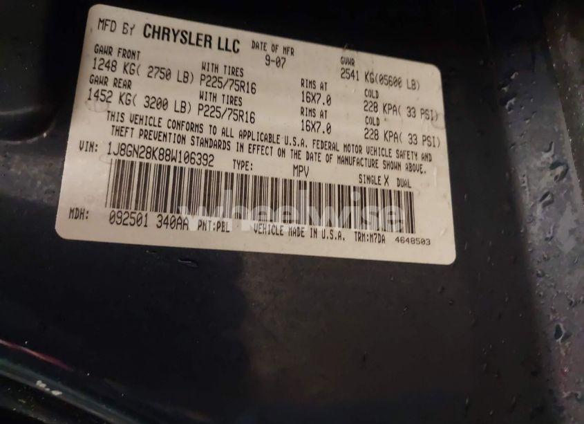 Photo 9 of 2008 Jeep Liberty SPORT (VIN 1J8GN28K88W106392)