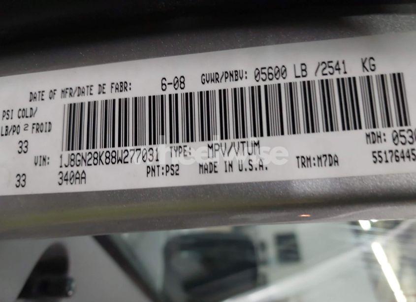 Photo 9 of 2008 Jeep Liberty SPORT (VIN 1J8GN28K88W277031)