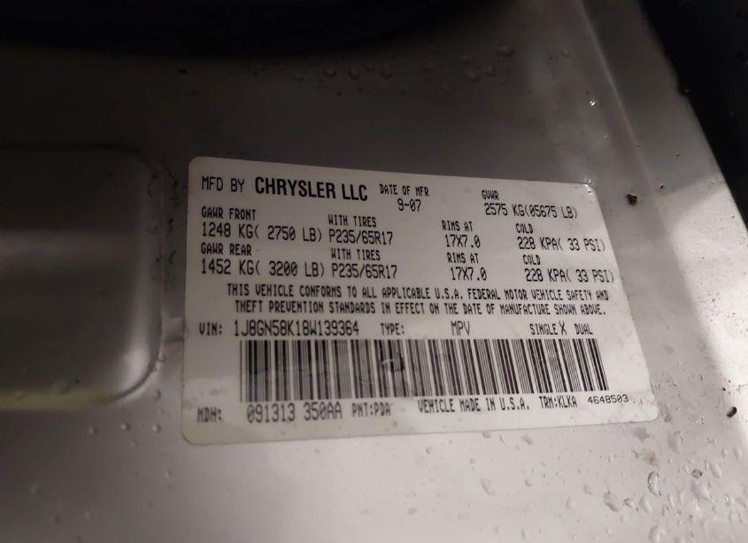 Photo 9 of 2008 Jeep Liberty LIMITED EDITION (VIN 1J8GN58K18W139364)