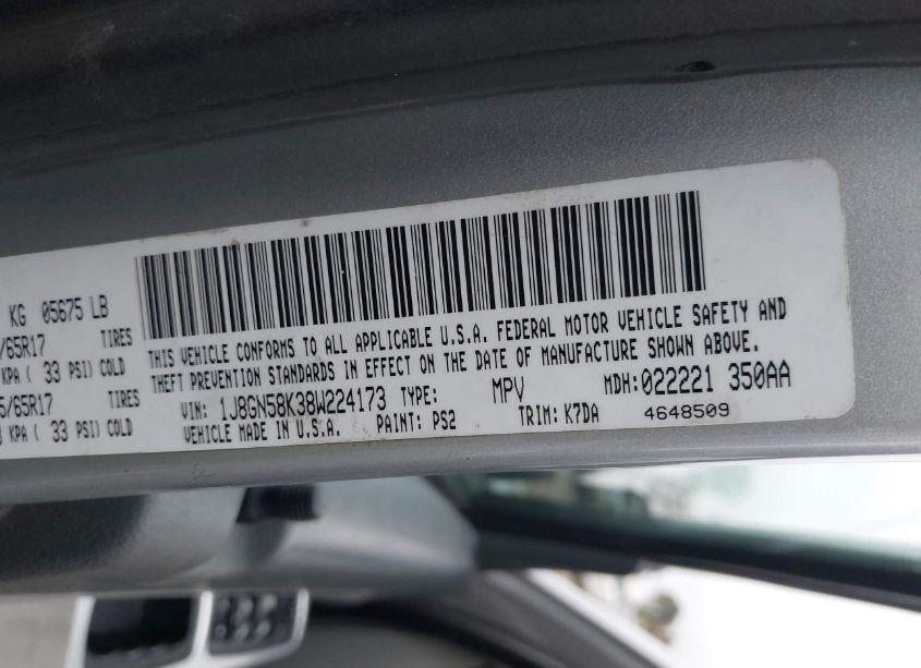 Photo 9 of 2008 Jeep Liberty LIMITED EDITION (VIN 1J8GN58K38W224173)