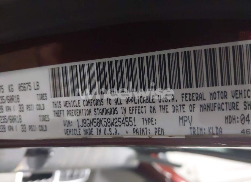 Photo 9 of 2008 Jeep Liberty LIMITED EDITION (VIN 1J8GN58K58W254551)