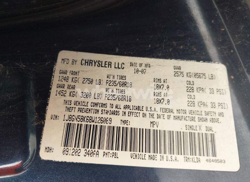 Photo 9 of 2008 Jeep Liberty LIMITED EDITION (VIN 1J8GN58K68W126089)