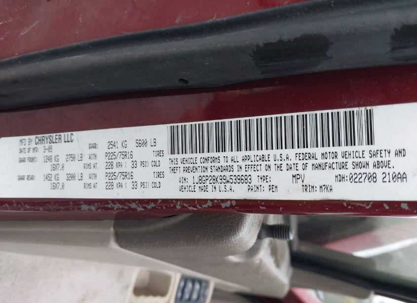 Photo 9 of 2009 Jeep Liberty SPORT (VIN 1J8GP28K99W539683)