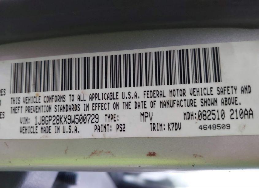 Photo 9 of 2009 Jeep Liberty SPORT (VIN 1J8GP28KX9W500729)