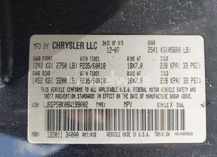 Photo 9 of 2008 Jeep Liberty LIMITED EDITION (VIN 1J8GP58K08W199002)