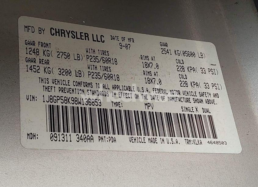 Photo 9 of 2008 Jeep Liberty LIMITED EDITION (VIN 1J8GP58K98W136853)