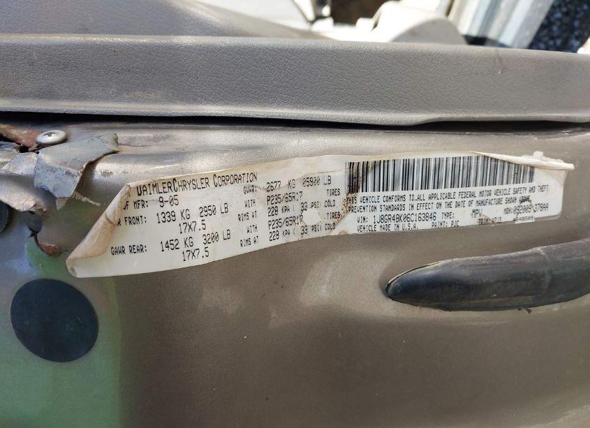 Photo 9 of 2006 Jeep Grand CHEROKEE LAREDO (VIN 1J8GR48K06C163846)