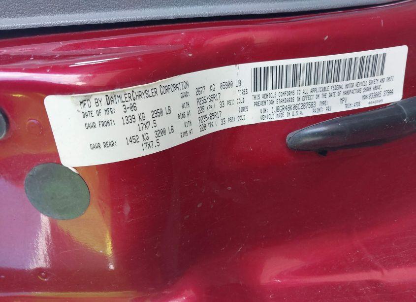 Photo 9 of 2006 Jeep Grand CHEROKEE LAREDO (VIN 1J8GR48K06C287583)