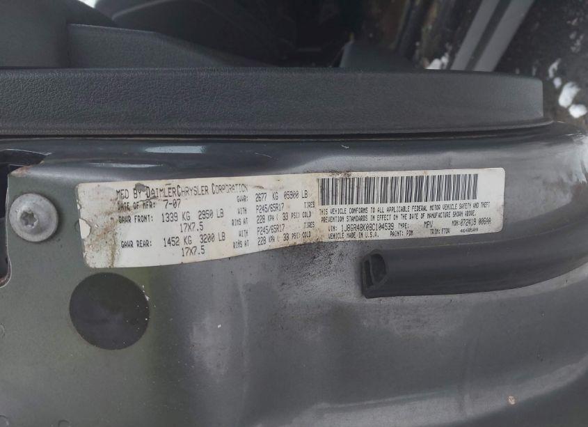 Photo 9 of 2008 Jeep Grand CHEROKEE LAREDO (VIN 1J8GR48K08C104539)