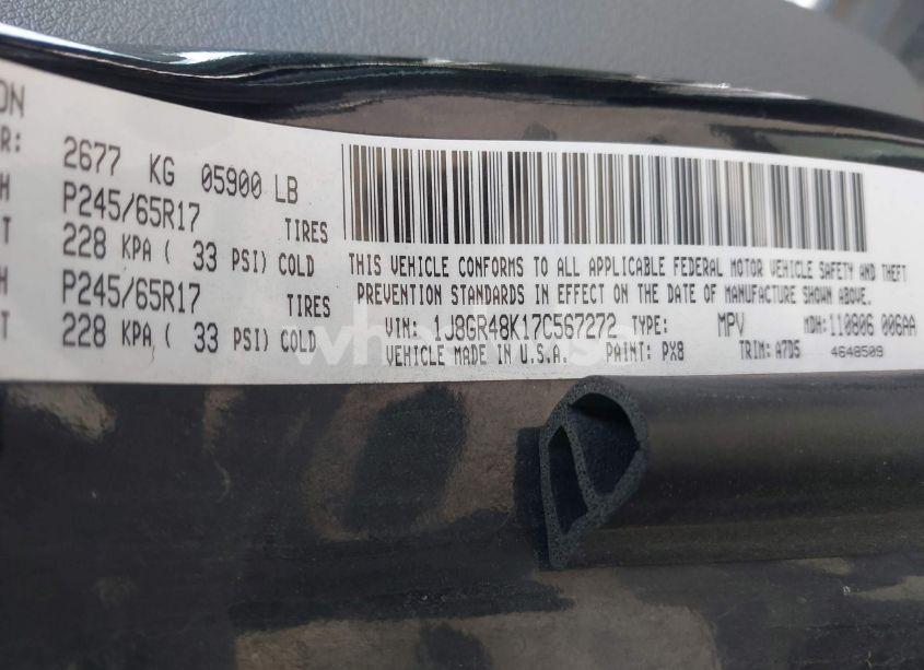 Photo 9 of 2007 Jeep Grand CHEROKEE LAREDO (VIN 1J8GR48K17C567272)