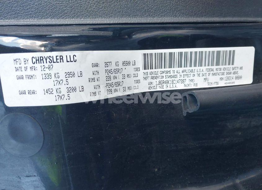 Photo 9 of 2008 Jeep Grand CHEROKEE LAREDO (VIN 1J8GR48K18C147397)