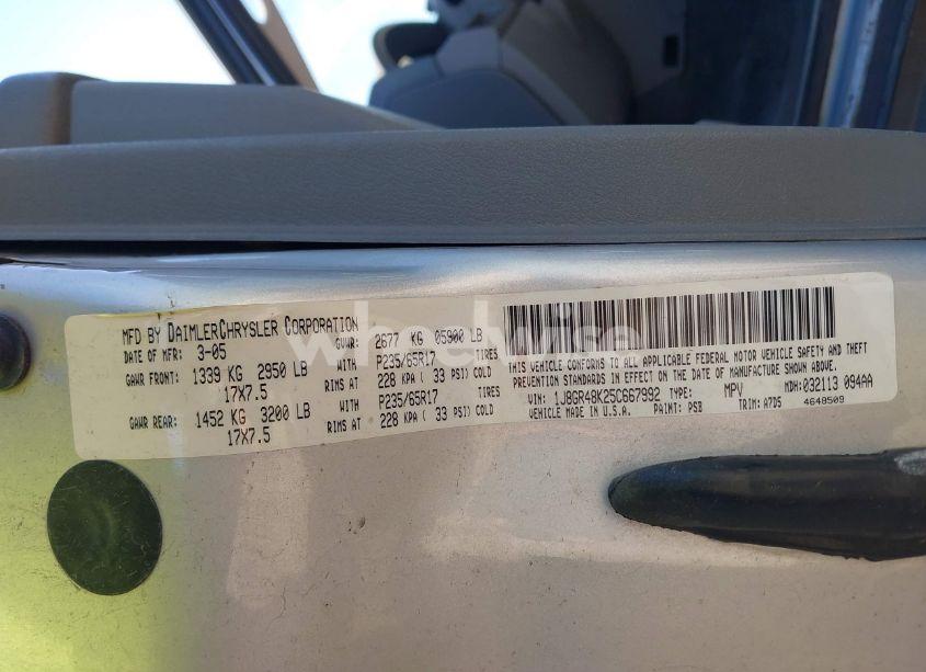 Photo 9 of 2005 Jeep Grand CHEROKEE LAREDO (VIN 1J8GR48K25C667992)