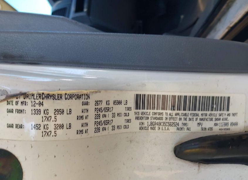 Photo 9 of 2005 Jeep Grand CHEROKEE LAREDO (VIN 1J8GR48K35C562524)